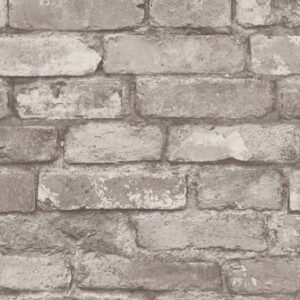 Silver Grey Brick Effect Wallpaper Fine Decor FD31286