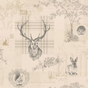 Richmond Highland Stag Wallpaper Charcoal Holden 98012