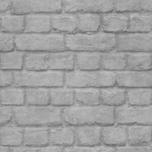 Silver Brick Effect Wallpaper Rasch 226751