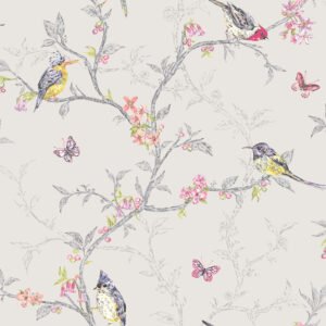 Phoebe Birds Wallpaper Dove Grey Holden 98081