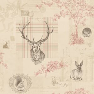 Richmond Highland Stag Wallpaper Cranberry Holden 98010