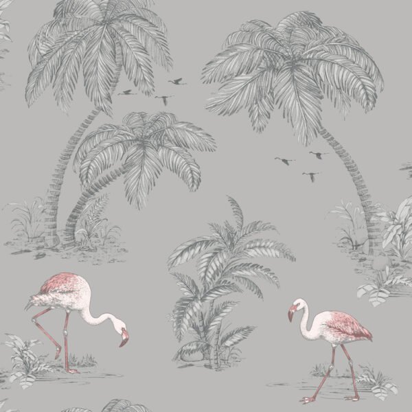 Flamingo Lake Wallpaper Grey Holden 12381