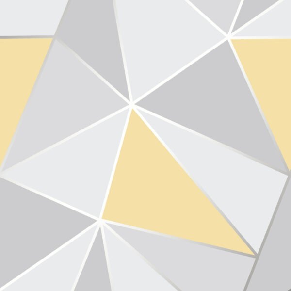 Apex Geometric Wallpaper Yellow and Grey Fine Decor FD41991