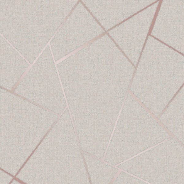 Quartz Fractal Wallpaper Beige and Rose Gold Fine Decor FD42282