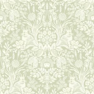 Harlen Woodland Damask Wallpaper Sage Green Holden 90162