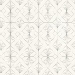 Modern Art Art Deco Geometric Fan Wallpaper White / Silver Rasch 620931