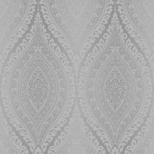 Kismet Damask Glitter Wallpaper Silver GranDeco A17703