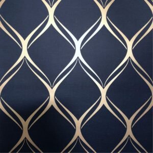 Clifton Wave Geometric Wallpaper Navy / Gold WOW41964