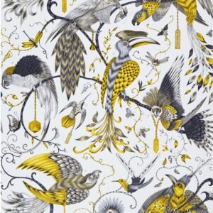 Emma J Shipley Animalia Audubon Wallpaper Gold W0099/02 By Clarke & Clarke