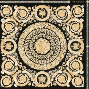 Versace Heritage Tile Panel Wallpaper - Black and Gold - 37055-3 - 10m x 70cm