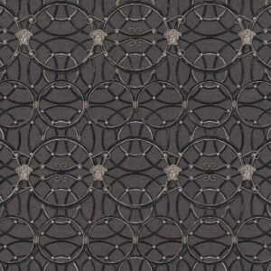 Versace La Scala Del Palazzo Geometric Wallpaper - Black and Silver - 37049-4 - 10m x 70cm