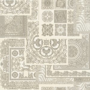 Versace Decoupage Baroque Wallpaper - Silver and White - 37048-5 - 10m x 70cm