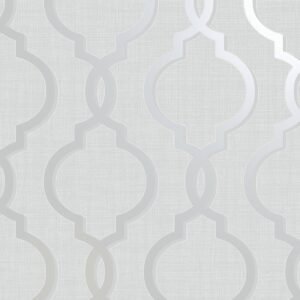 Laticia Geometric Trellis Wallpaper Grey and Silver Holden Decor 65490