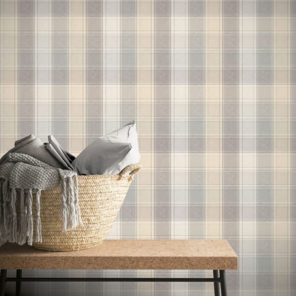 Country Check Wallpaper Grey Arthouse 901902