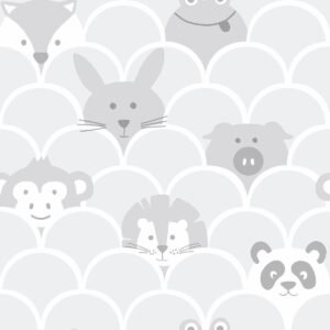 Over the Rainbow Peek a Boo Animals Wallpaper Grey Holden 91030