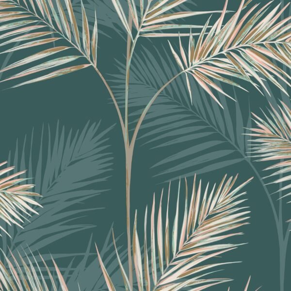 South Beach Palm Leaf Wallpaper Emerald Green Fine Decor FD42679