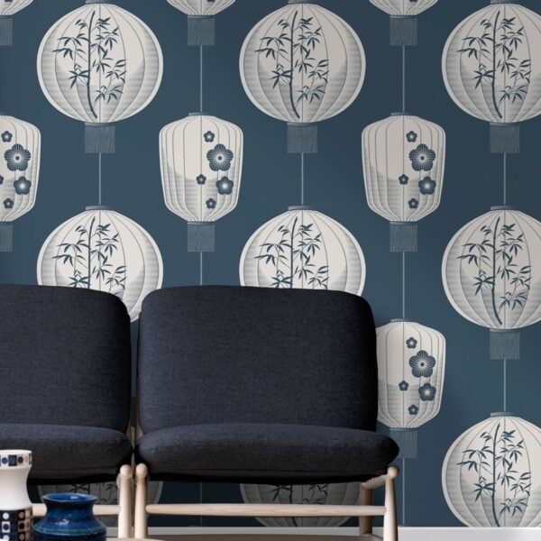 Lucky Lantern Wallpaper Washed Denim Mini Moderns AZDPT045WD