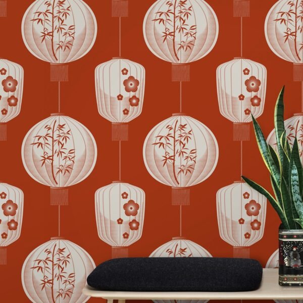 Lucky Lantern Wallpaper Harvest Orange Mini Moderns AZDPT045HO