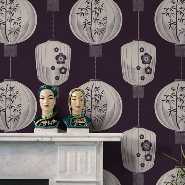 Lucky Lantern Wallpaper Winter Plum Mini Moderns AZDPT045WP