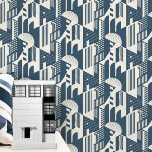 Bauhaus Wallpaper Washed Denim Mini Moderns AZDPT044WD