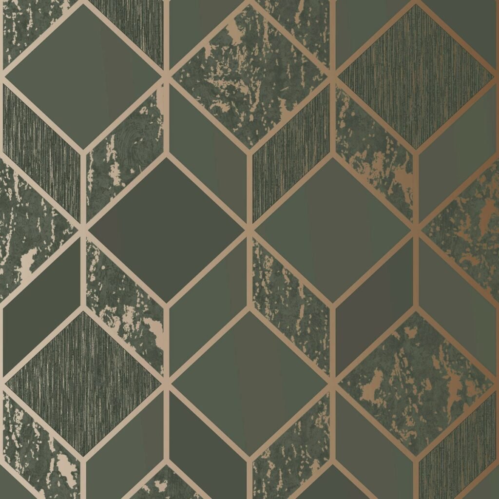 Superfresco Vittorio Geo Wallpaper Charcoal / Rose Gold Graham and Brown 107963