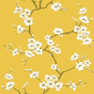 Fresco Apple Blossom Wallpaper Ochre Graham and Brown 108289