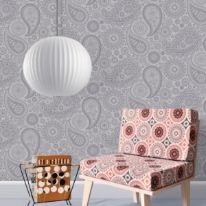 Paisley Crescent Wallpaper Concrete Mini Moderns AZDPT019CO