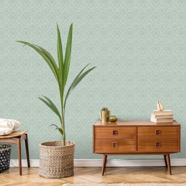 Imani Geometric Wallpaper Soft Teal Holden 65674