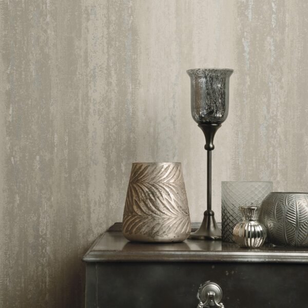 Vesuvius Distressed Stripe Wallpaper Taupe Holden 65082