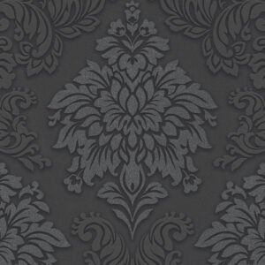 Lizzy London Baroque Damask Wallpaper Charcoal AS Creation 36898-4