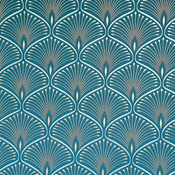 Layla Art Deco Wallpaper Teal GranDeco GV3104