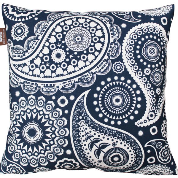 Mini Moderns Paisley Crescent Cushion Indigo