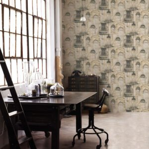 Global Fusion Village Doors Wallpaper Ochre Galerie G56438