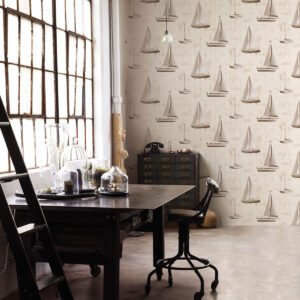 Global Fusion Sail Away Wallpaper Brown Galerie G56422