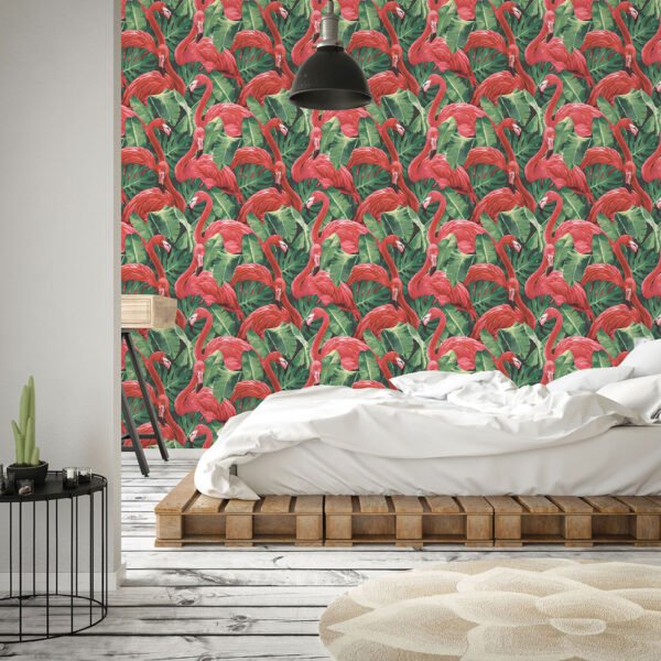 Global Fusion Flamingos Wallpaper Red Galerie G56405