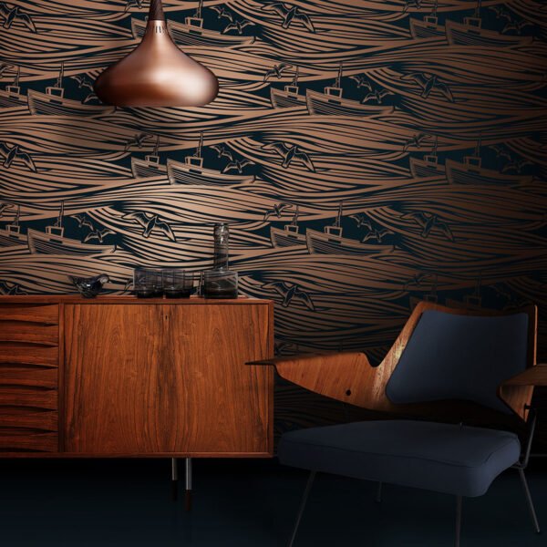 Whitby Wallpaper Midnight and Copper Mini Moderns AZDPT016MI