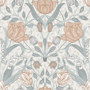 Apelviken Tulip Wallpaper White Grey Pink Galerie 33005