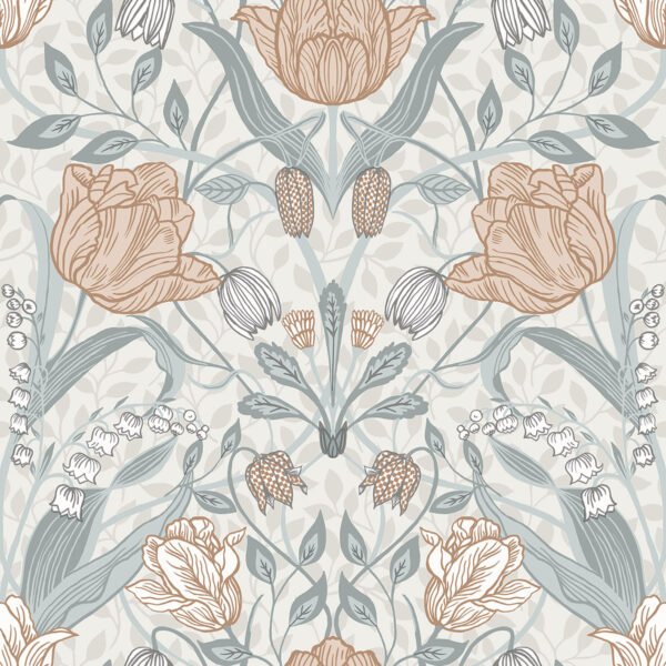 Apelviken Tulip Wallpaper White Grey Pink Galerie 33005