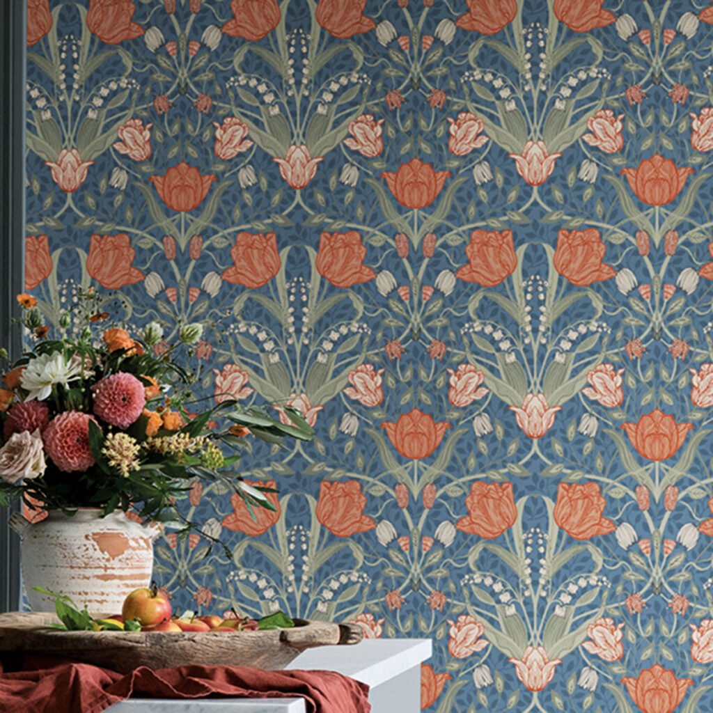 Apelviken Tulip Wallpaper Blue Blush Galerie 33009