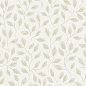 Apelviken Leaf Trail Wallpaper White Galerie 33015