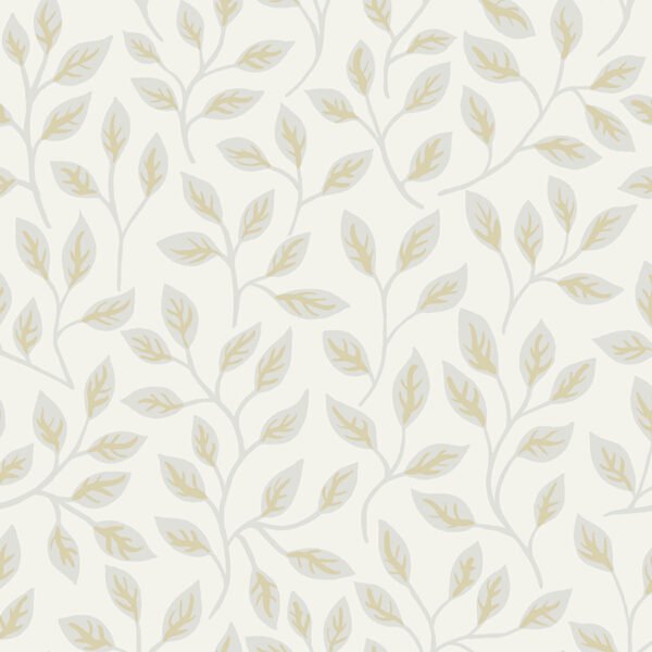 Apelviken Leaf Trail Wallpaper White Galerie 33015