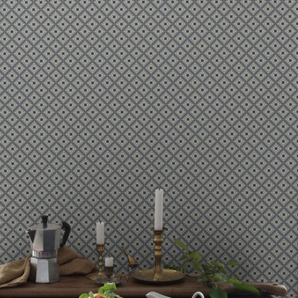 Apelviken Small Trellis Wallpaper Blue Galerie 33024