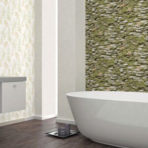 Evergreen Rock Wall Wallpaper Green Galerie 7336