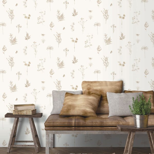 Evergreen Botanical Wallpaper Taupe Galerie 7340