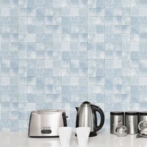 Evergreen Aqua Tile Wallpaper Light Blue Galerie 7346