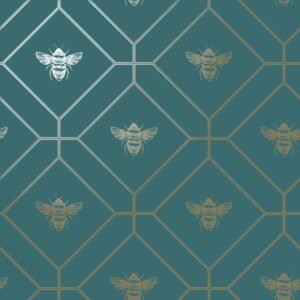 Honeycomb Bee Wallpaper Teal World of Wallpaper 50400