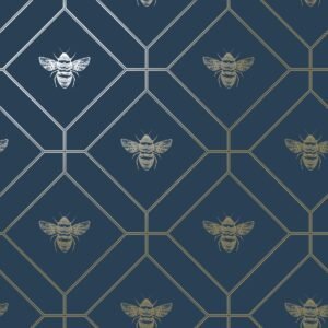 Honeycomb Bee Wallpaper Navy World of Wallpaper 50401