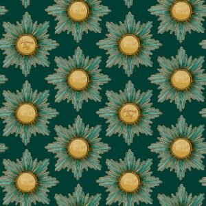 The Chateau by Angel Strawbridge Mademoiselle Daisy Wallpaper Cobalt Green MAD/COB/WP