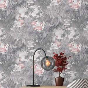 Amazonia Sarasota Grey Pink Wallpaper Holden 91261