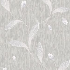 Tiffany Floral Trail Wallpaper Soft Silver Belgravia 41319